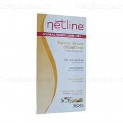 NETLINE Bandes de cires d&eacute;pilatoires corps hypoallerg&eacute;niques x20